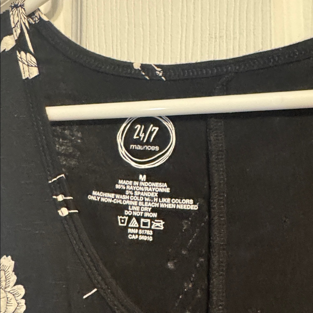 Maurices Black and White Floral Tank Top - Picture 3 of 3